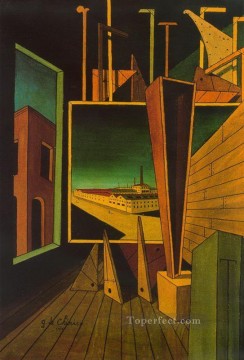 ジョルジョ・デ・キリコ Painting - 工場風景を含む幾何学的構成 1917年 ジョルジョ・デ・キリコ 形而上学的シュルレアリスム